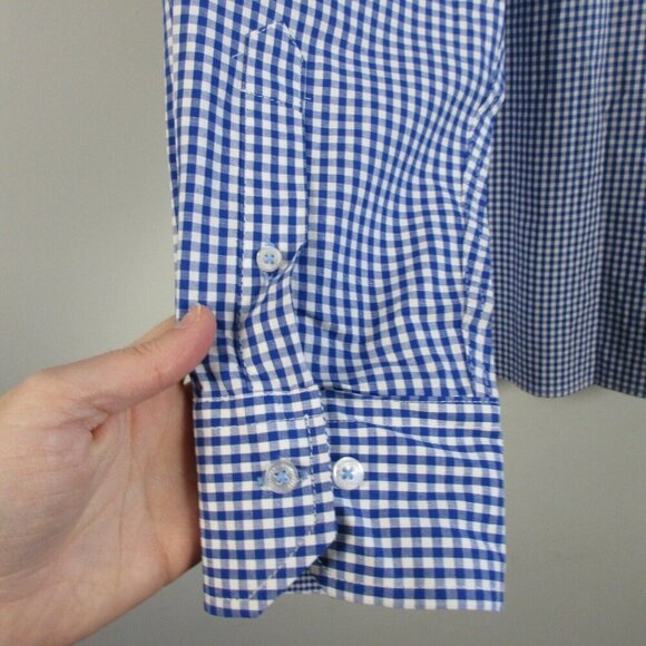 Tailorbyrd Men's Gingham Cotton Stretch Long Sleeve Shirt L Navy Sporty 256 - Picture 8 of 11